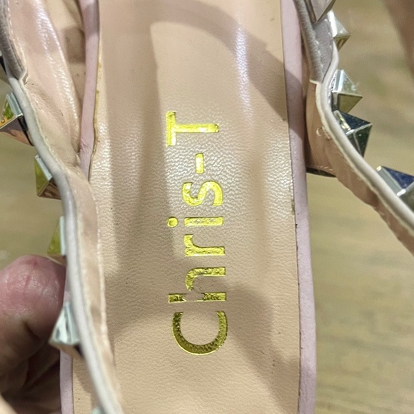 * Chris-T Women's Pointy Toe Buckle Sandals Studded Slingback Kitten Heels Studs - Picture 16 of 16